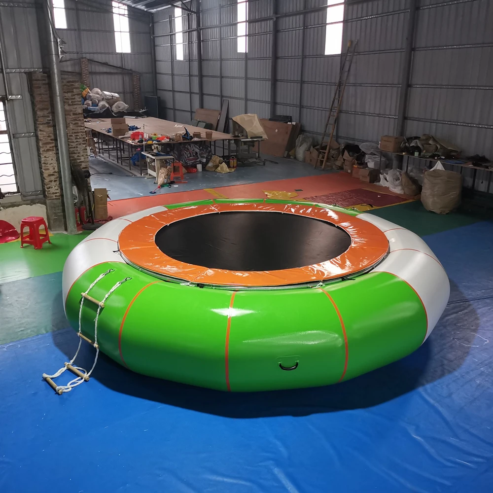 Custom Lake Trampoline Bounce Swim Platform, Water Trampoline with Rope Ladder for Water Sports