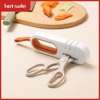 Knife Sharpener, 4 In 1,Kitchen Blade And Scissors Sharpening Tool, Professional 4-Stage Knife Accessories ,Grey