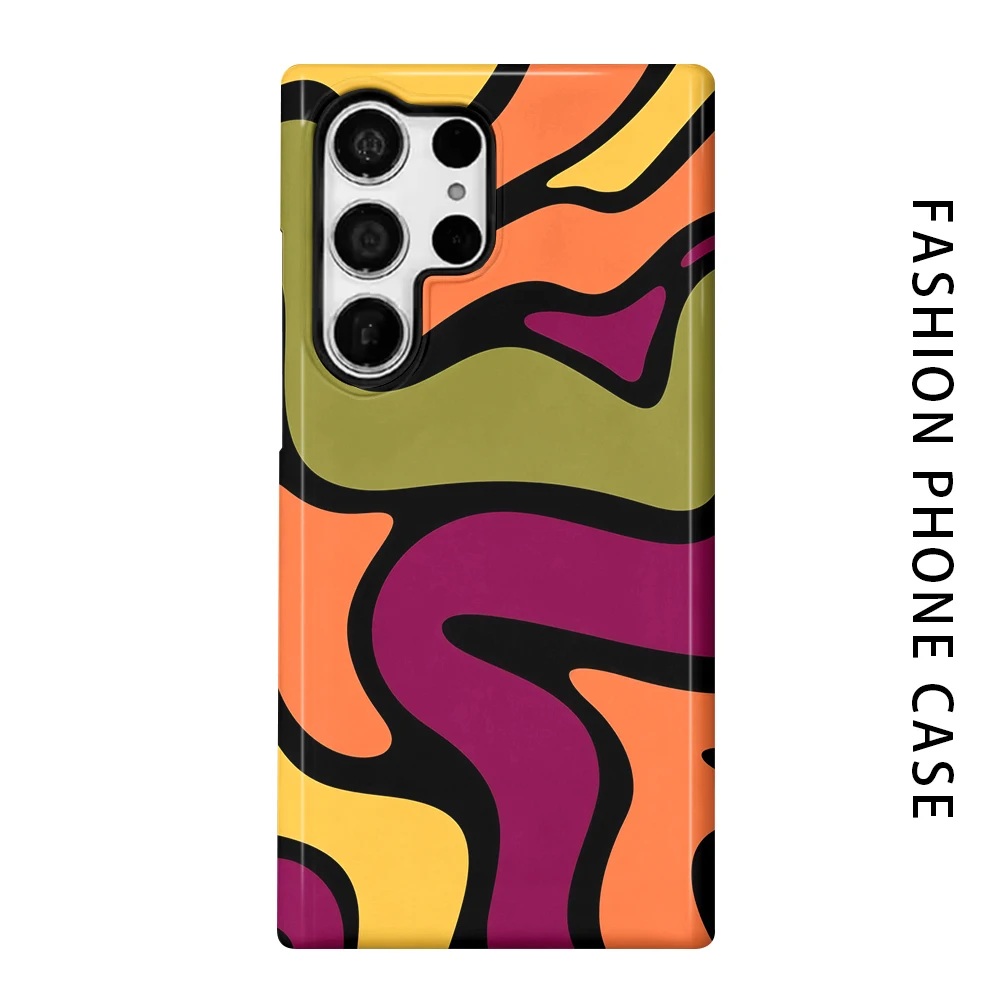 Groovy Swirl Phone Case for For Samsung Galaxy S26 S25 S24 S23 S20 FE A56 A36 Ultra Glossy HD Hard Cover Film Shell