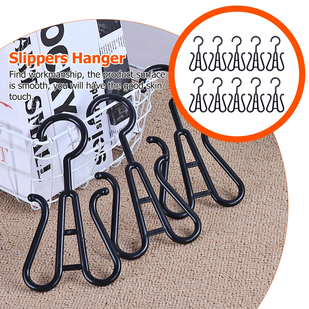 

10 Pcs Hangers Hook Storage Rack Double Hooks Shoe Slipper Sports Shoes Slippers with Black for Drying Hanging Organizer