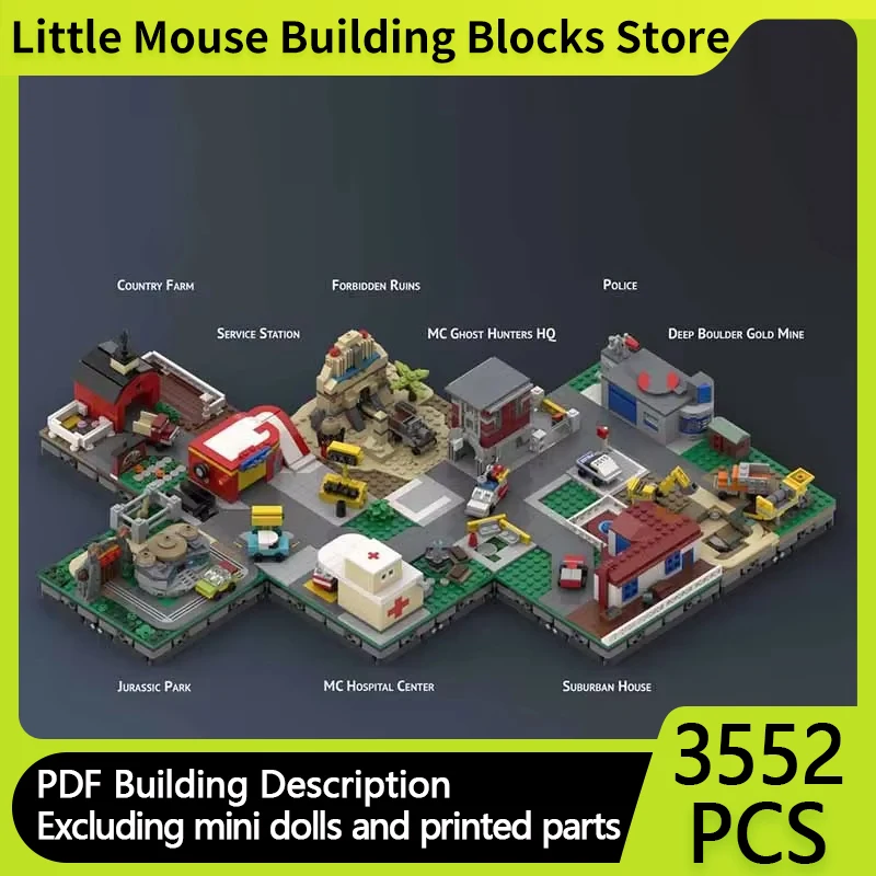 Street View Model MOC Building Brick Mobile City Country Farm Playset Modular Technology Gift Holiday Assemble Children Toy Suit