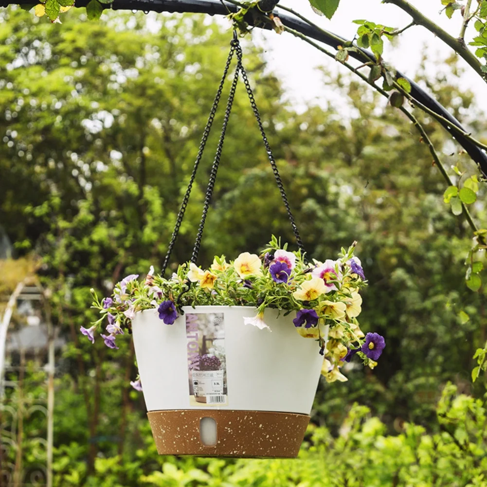 Self Absorbing Water Hanging Basket Hanging Flowerpot Thicken Plastic Planter Outdoor Plant Planting Pot Automatic Drainage Pot