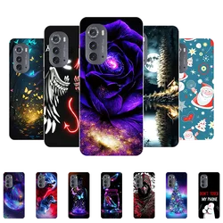For Motorola Moto Edge 2022 Case Silicone Soft Flower Wolf Black Bumper Case for Moto Edge Gen.3 Edge2022 EdgeGen.3 Back Cover