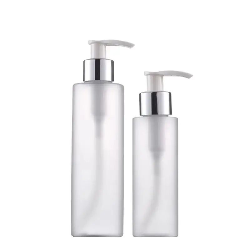 

20Pcs Shampoo Bottle Shiny Silver Lotion Pump Packaging Container 100ml 200ml Cosmetic Portable Frost Plastic Lotion Bottles