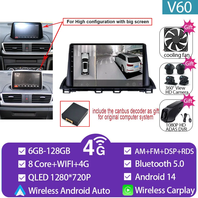 Voor Mazda 3 Axela 2014-2019 Mazda CX-4 CX4 2016-2018 Autoradio Android Auto GPS Navigatie multimedia Video Player Geen DVD