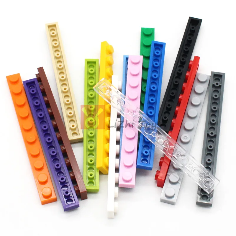 50pcs Moc Tiles Plate 1x10 Size 4477 Building Blocks Bricks Short Piece DIY Compatible Dots Educational Creative Basics Classic