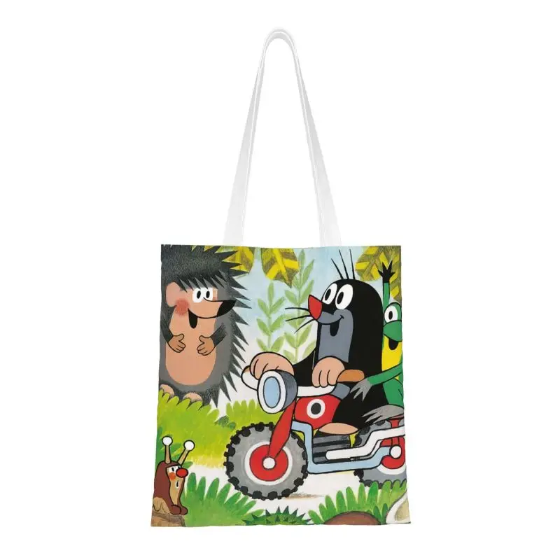 Slovakia Art The Mole Grocery Shopping Bags Kawaii Print Canvas Shopper Shoulder Tote Bags Czech Cartoons Krtek Mole Handbag