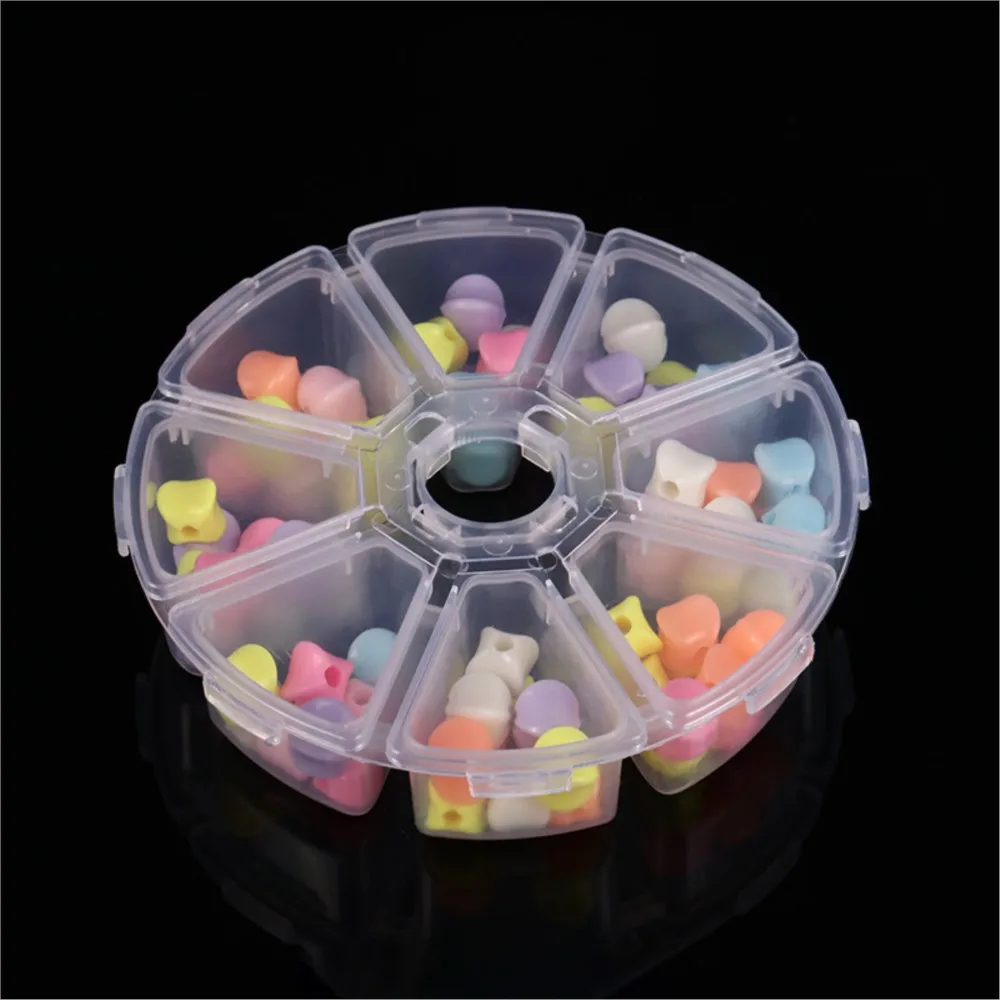 8 Grids Round Jewelry Organizer Box Clear Plastic Bead Containers for Gem Beads Crafts Jewelry Pill Storage Display Selling