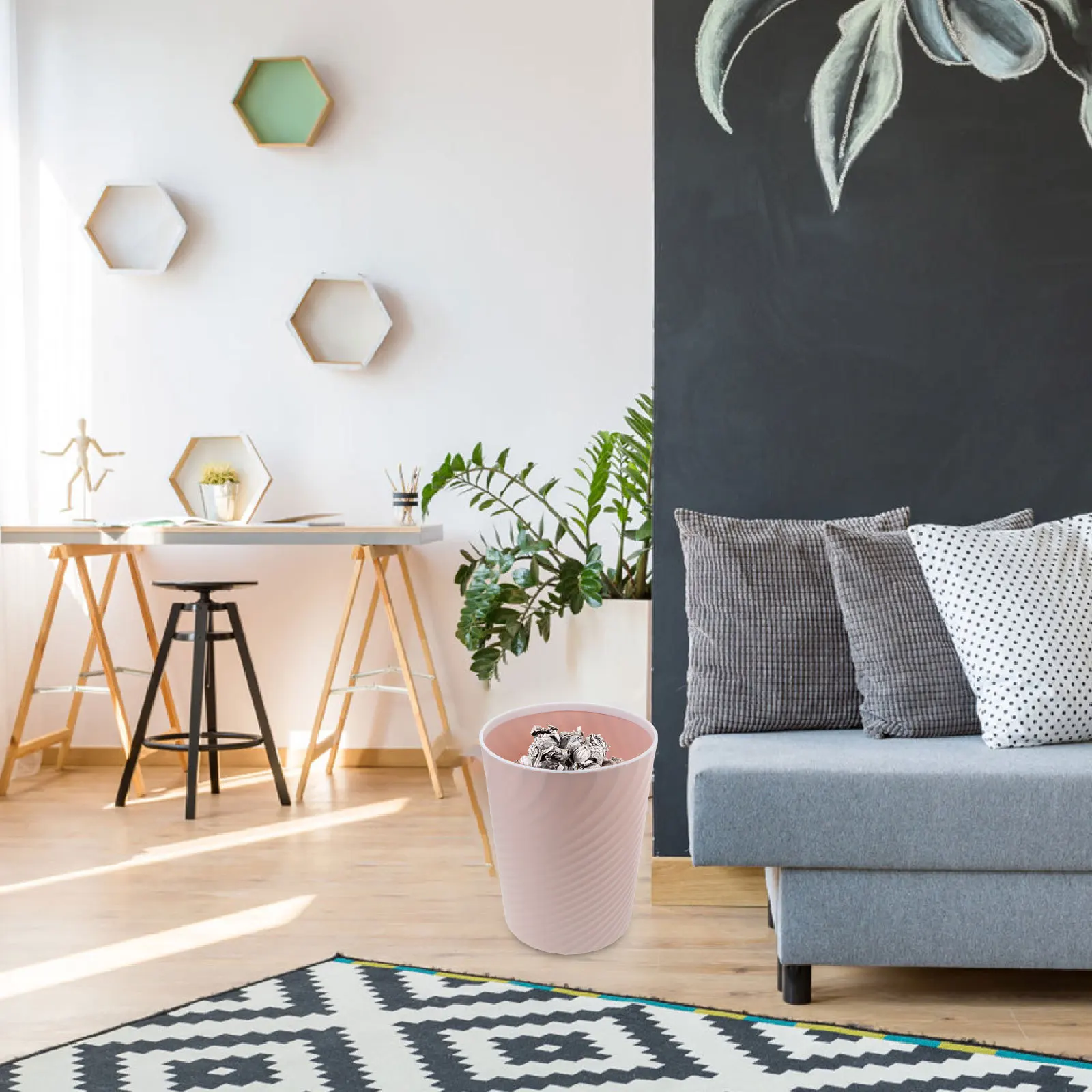 

1pc Large Capacity Trash Bin No Lid Plastic Wastebasket For Kitchen Bathroom Office Bedroom Basket Garbage Container