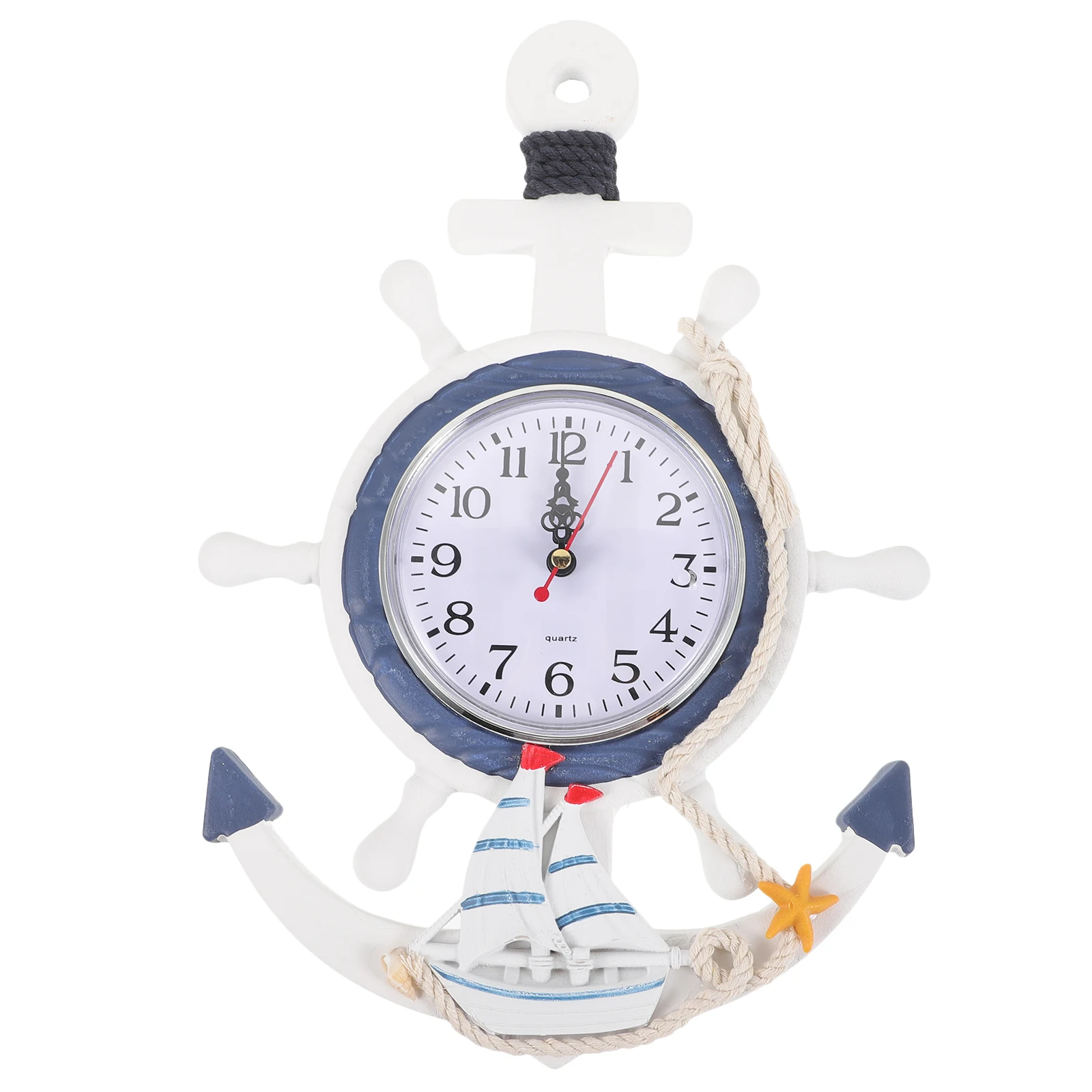 

Mediterranean Style Wheel Clock Beach Sea Theme Clock Nautical Coastal Beach Ship Wheel Rudder Steering Wheel Clock home