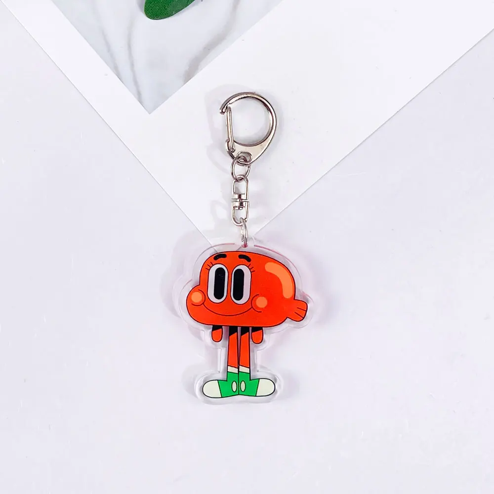 أنيمي عالم غامبول المذهل مضحك لطيف المفاتيح الاكسسوارات الاكريليك حقيبة سحرية على ظهره قلادة حلقة رئيسية هدايا لمحبي