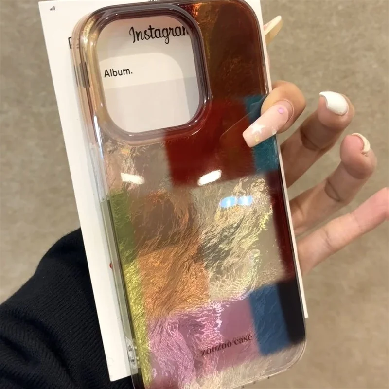 Vortex pattern color grid splicing Phone Case For iPhone 11 12 13 14 15 16 pro max