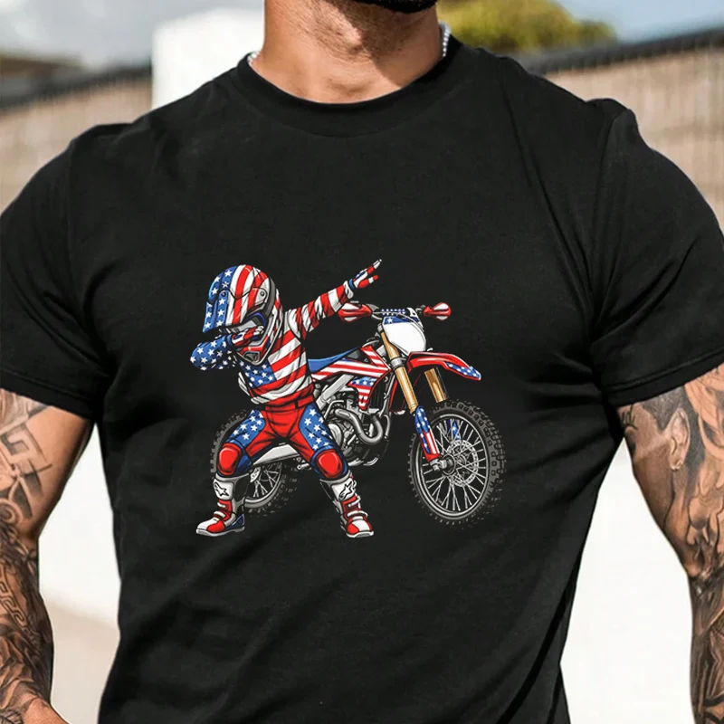 

Dirtbike Boys Tee Motorcycle Men's Fashionable Printed T-Shirt Short Sleeve Exquisite Design Essential T Shirt