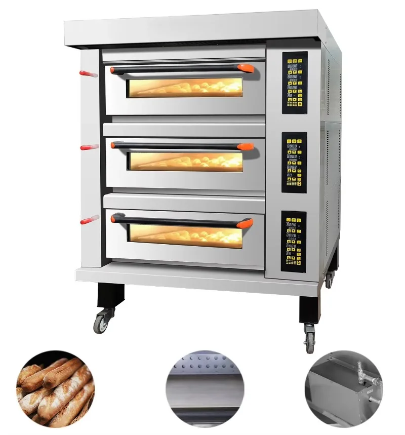 High Quality Intelligent 9 Trays 3 Deck Electric Oven for Commercial Bakery Pizza High Speed Custom
