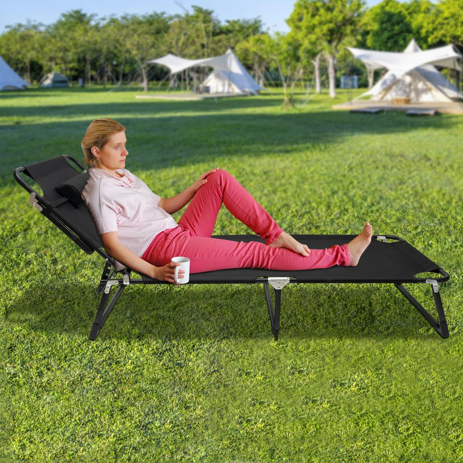 

New Portable Foldable Skidproof Camping Cot Person Adults & Single Camping Outdoor Folding Bed Outdoor Hiking Sleeping Bed