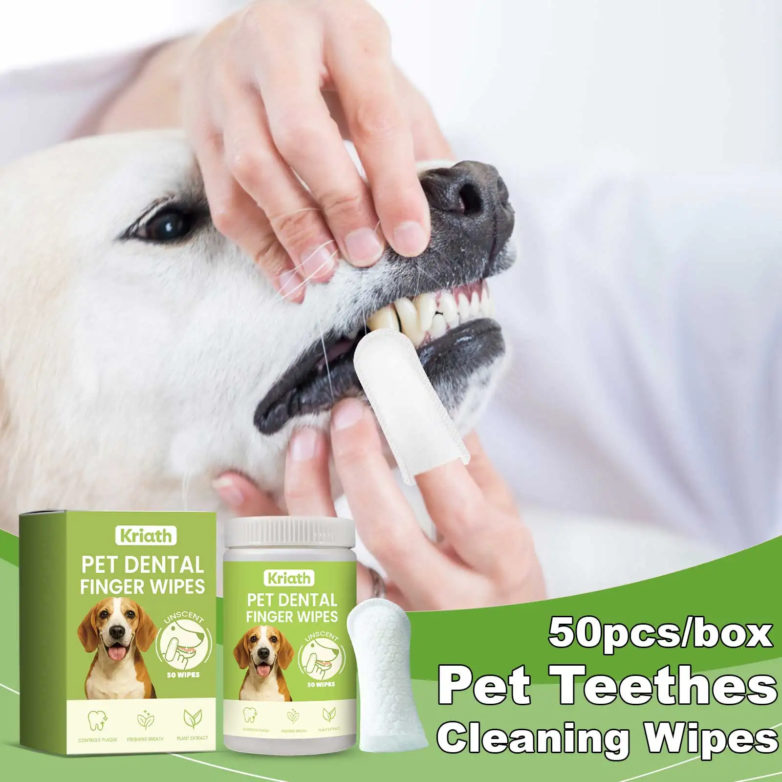 

Kriath Pet Teeth Cleaning Dental Finger Wipes Disposable Finger Pets Toothbrush for Dogs Cats 50Pcs Soft Oral Care Toothbrushes