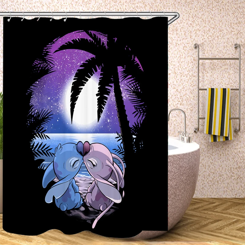 Stitch Shower Curtain Waterproof, Splash-proof and Corrosion-resistant Cartoon Cartoon Bathroom Special Water Retaining Set