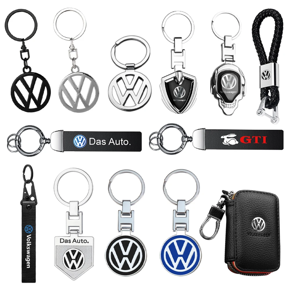 3D Metal Leather Car Logo Key Chain Braided Rope Keyring Accessories For Volkswagen keychain VW GTI Golf Polo Tiguan GTD Passat