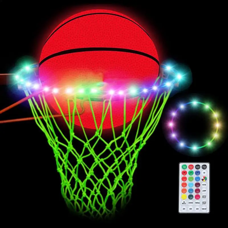 LED Basketball Hoop Light 16 Color Change Light Up Hoop Wate Resistant 4 Lighting Modes Hoop Light With Timer For Boys & Girls