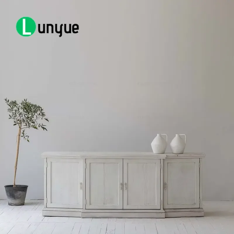 French Country Style Regenerated Pine Wood Sideboard Antique Living Room Cabinet Storage Cupboard Simple Wooden Furniture for