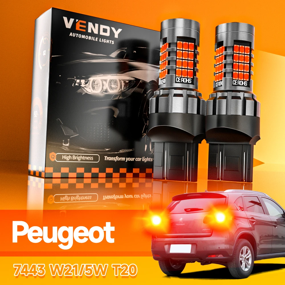 

2pcs LED Brake Light Blub Lamp W21/5W 7443 T20 Canbus No Error For Peugeot 4007 2007-2013 4008 2012-2013