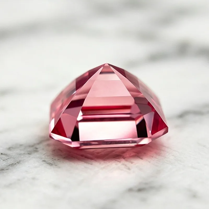 Laborgezüchteter Saphir in Feuerlotusfarbe, Asscher-Schliff, Edelstein für DIY-Ringe, Halsketten, Ohrringe, mit wählbarem Zertifikat – Detail 2