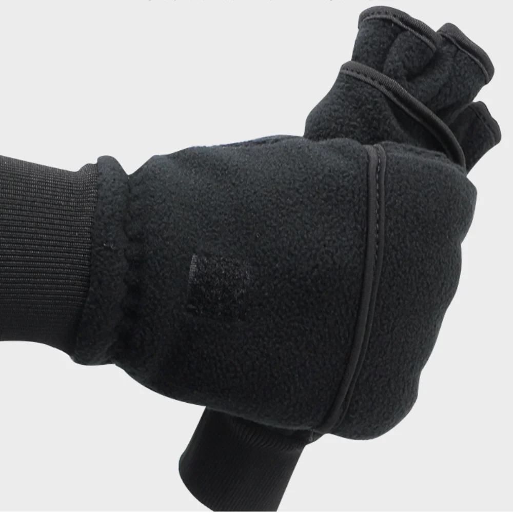 

High Quality Black Winter Gloves Half Flip Cover Riding Gloves Anti-Slip Breathable Photography Gloves Unisex