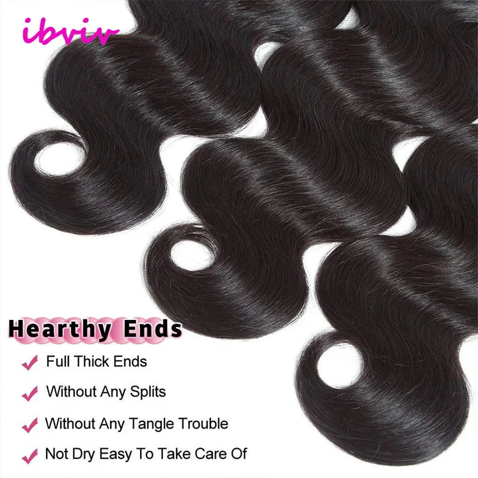 バージンブラジリアンウィーブ 12A ルーズボディウェーブ 30インチ/40インチ 1/3束 レミー100%人毛束 生毛エクステ ウォーターナチュラルブラック