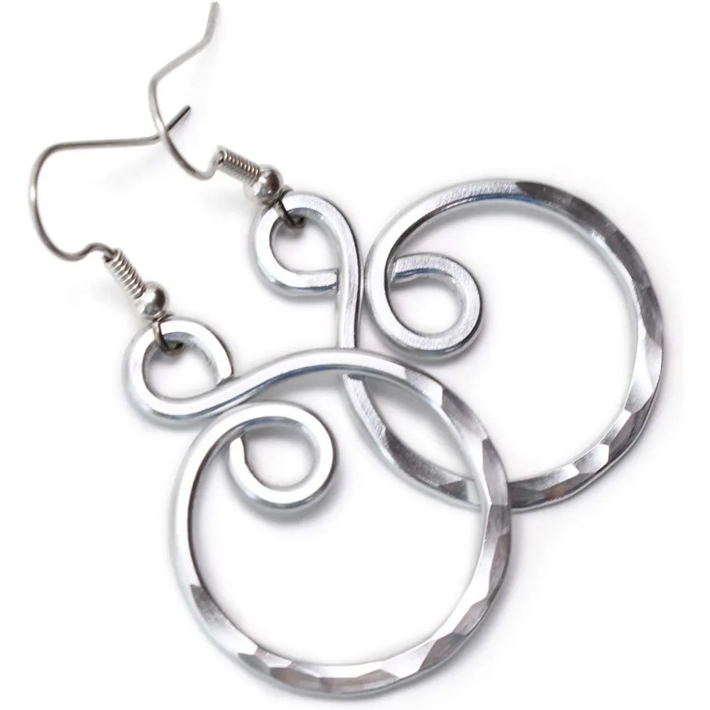 

Handcrafted Hammered Infinity Drop Earrings Small Silver Tone Aluminum Stainless Steel