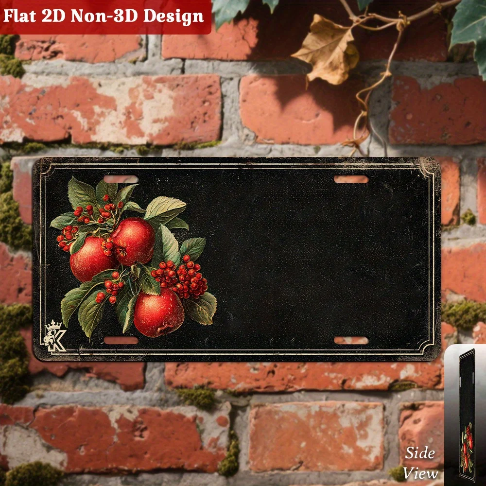 2D Flat, 1pc, Customizable,  Apple Orchard  Apple Branch Decorative License Plate, Only for Decoration, Country Fruit Theme Wall