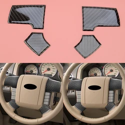 4pcs/Set Black Carbon Fiber Front Interior Steering Wheel Cover Trim Sticker Fit for Ford F-150 2004 2005 2006 2007 2008