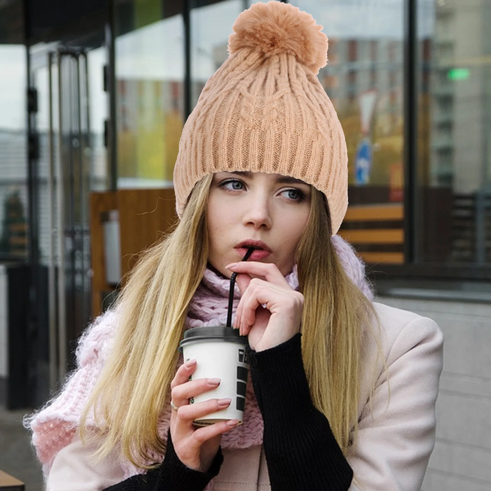 

Retro Knit Hat Winter Hats for Women Warm Knitted Caps Ball Adjustable Size Soft Comfort Everyday Wear Versatile Hat