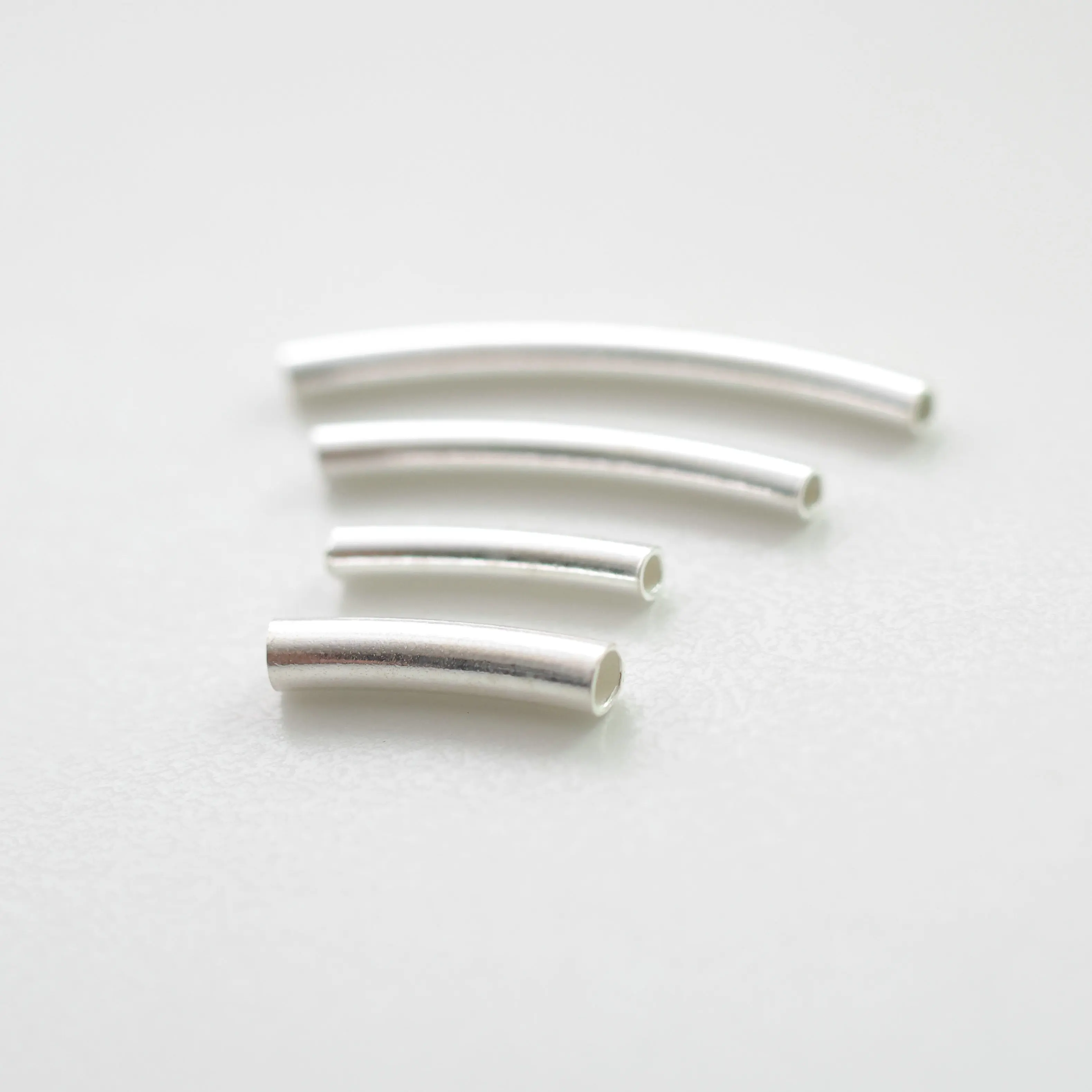 5PCS 100% Solid 925 Sterling Silver Crooked Spacer Tube Beads for DIY Fine Jewelry Finding JQ0032