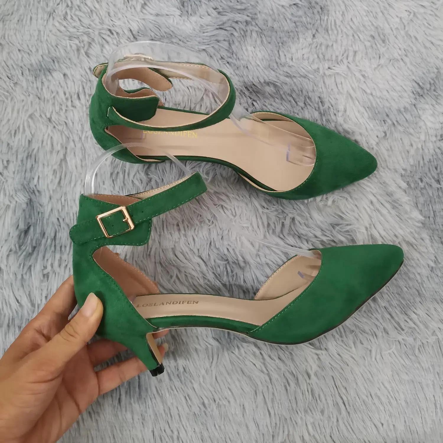 Women High Heels Sandals Summer Ladies Suede 5cm Pumps Office Work Wedding Party Dance Shoes Sexy Ankle Straps Sandal Stilettos