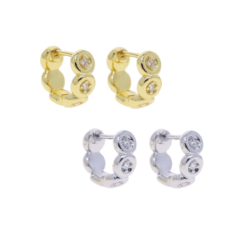 Gold Plating Round Hoop Earring No Piercing Clip On Earring Micro Pave Bling Cubic Zirconia  For Women Fashion Party Bar Jewelry