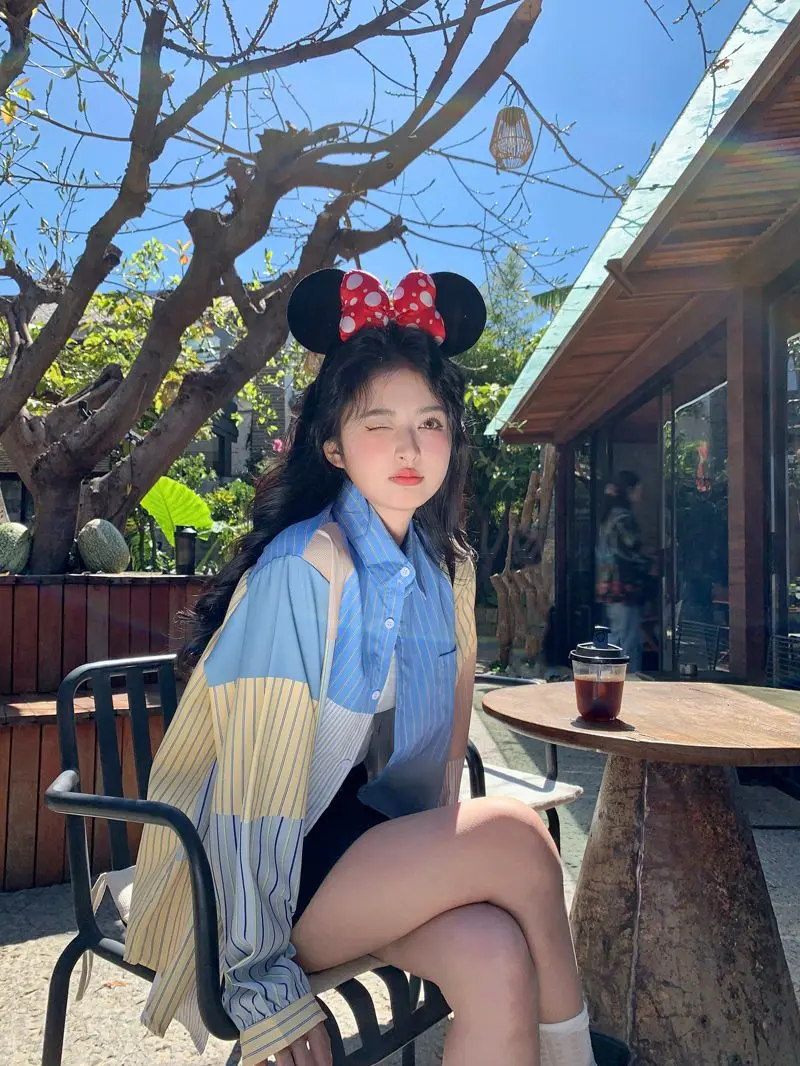 

Весенняя винтажная полосатая рубашка в стиле пэчворк с длинными рукавами, повседневная женская рубашка в корейском стиле, элегантный дизайн, свободный крой, дышащая верхняя одежда