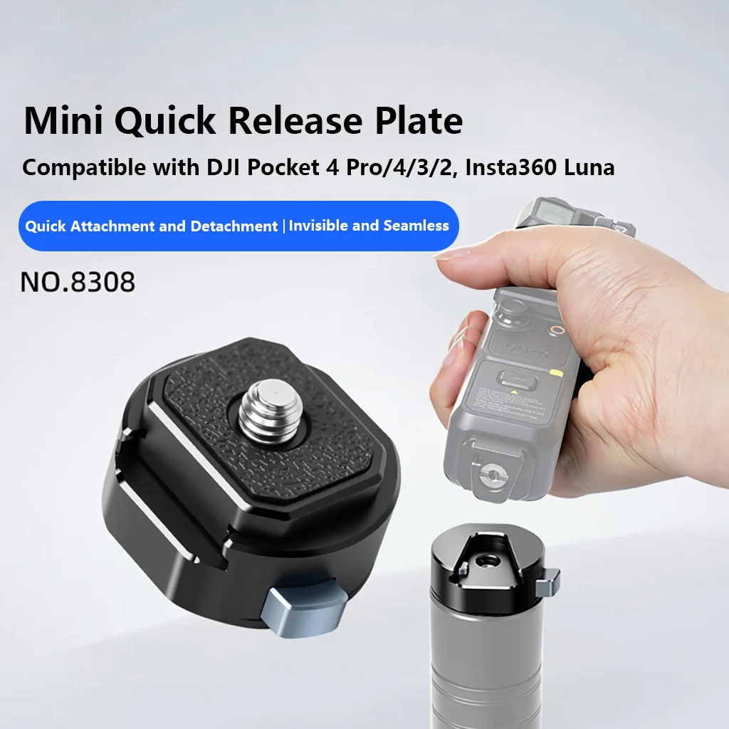 1/4 Schnellverschluss-Halterung mit Anti-Fall-Sperre, Aluminium-Mini-Kamerahalterung für Pocket 4 Pro Gimbal, Sicherer Stativadapter für Vlog-Reisen – Detail 9