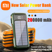 Xiaomi 200000mAh Solar Power Bank Big Capacity 4 in 1 Built in Cables Intelligent Digital Display Laser Light For Samsung Apple