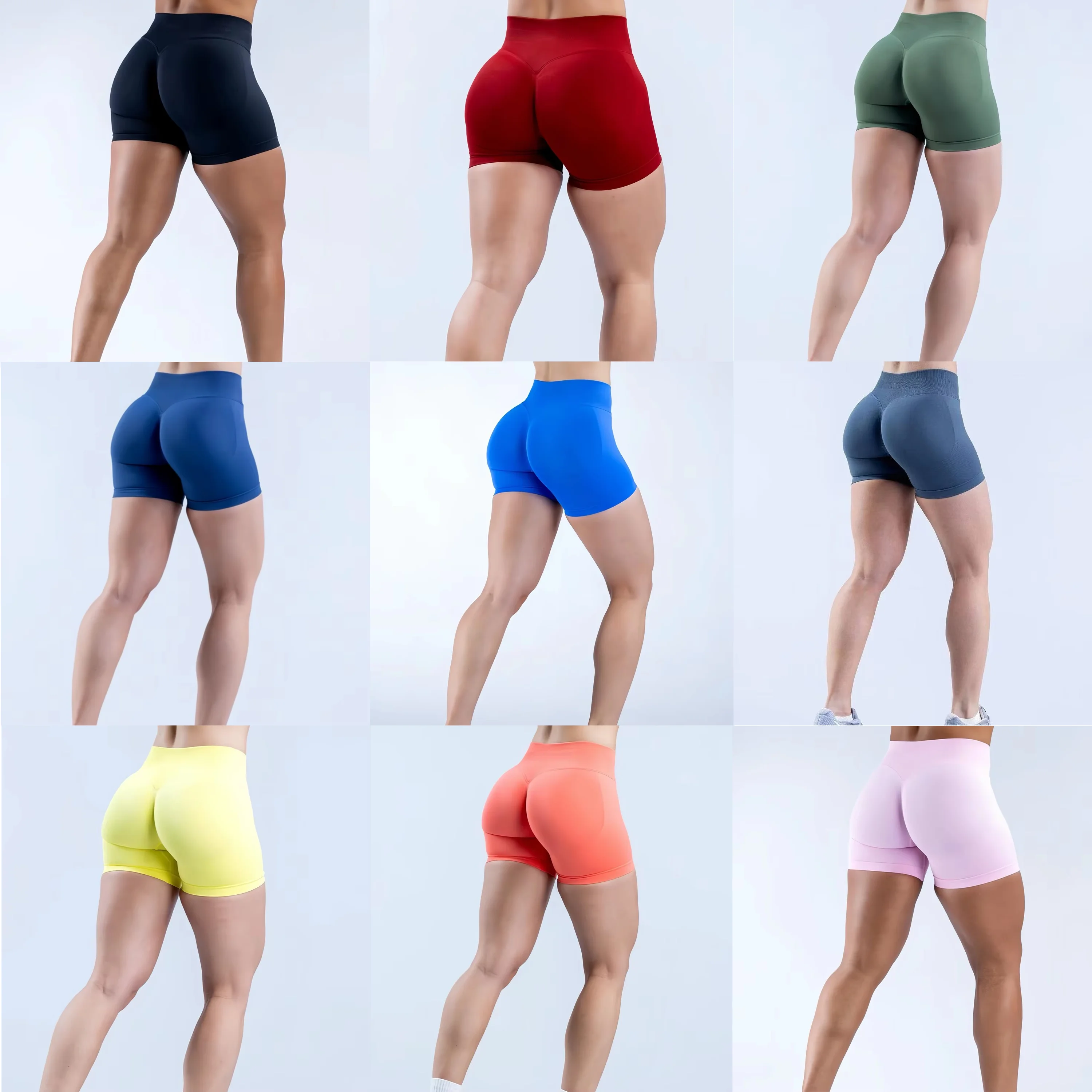 

Impact Shorts with Logo 4.5'' Low Waist Seamless Yoga Shorts Scrunch Bum Gym Shorts Workout Biker Short Stretch Fitness Short