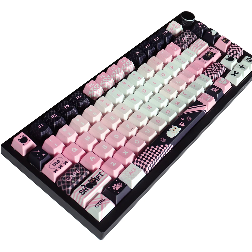 Personalized Sweet Cool Cat Keycaps PBT Cherry Profile 129 Keys Dye-Sublimation for 61/87/104/108 Mx Switch Mechanical Keyboard