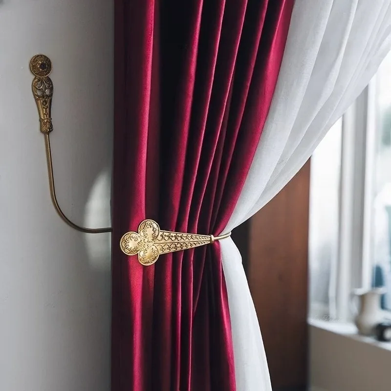 Wall Mounted Curtain Hook Bedroom Metal Curtain Storage Hook Retro Window Curtains Accessory Living Room Hanging Wall Decoration