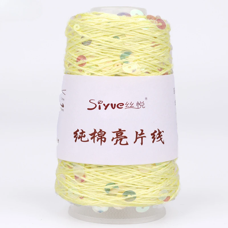 100g 3mm+6mm Sequin Pure Cotton Yarn, Hand Woven DIY Fashion Clothes and Accessories Crochet Thread, Birthday Gift Knitting Yarn