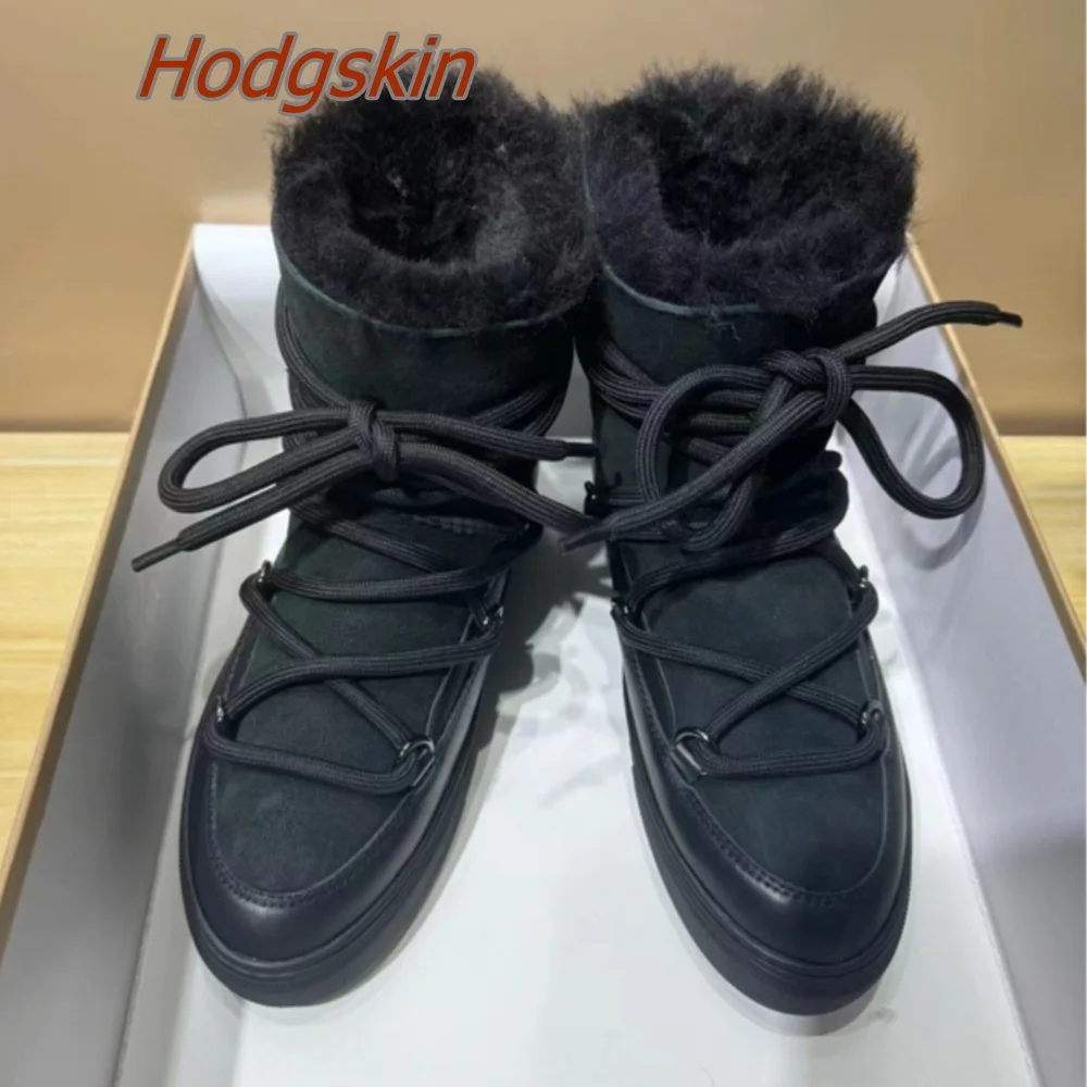 Cross Tied Flat with Mid Calf Boots Round Toe Front Strap Solid Women Boots 2025 Newest Autumn/winter Fashion Casual Sweet Boots