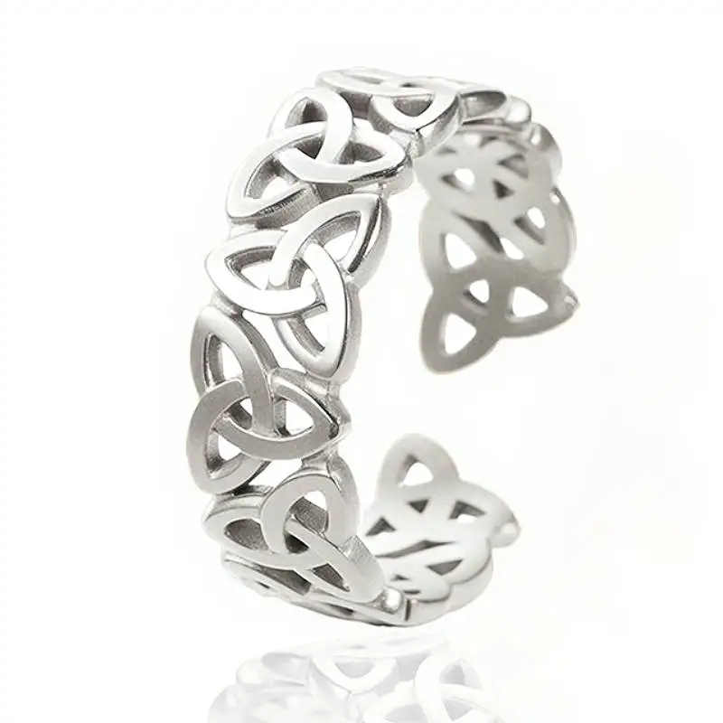 Huitan Eleganter Damen-Öffnungsring mit Knotendesign, Modisches Party- und Hochzeits-Accessoire, Hohler Vielseitiger Alltags-Metallschmuck