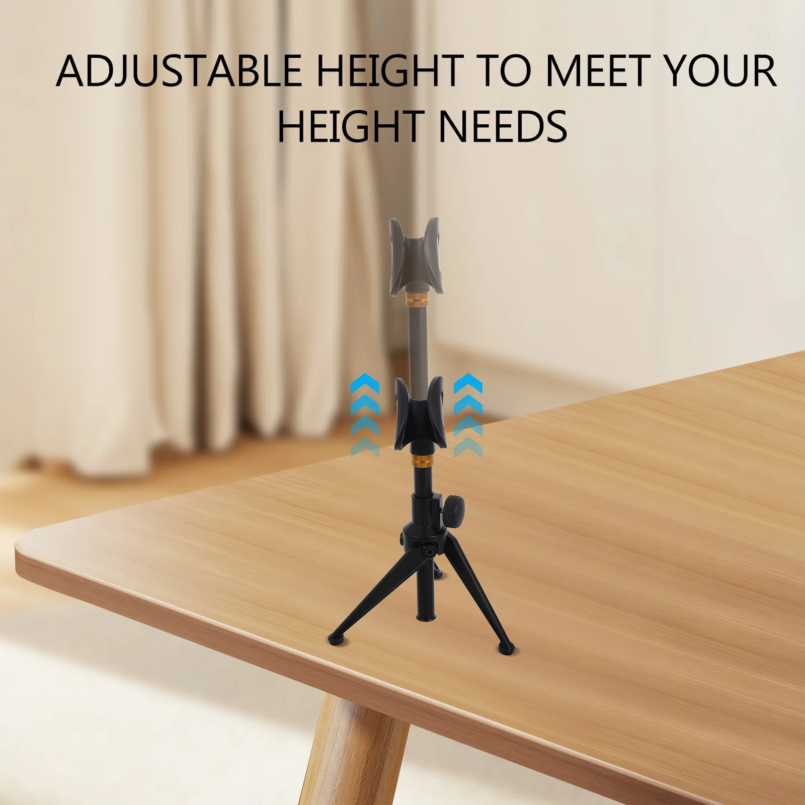 Faltbarer Mikrofonständer für den Desktop-Einsatz, stabile Stativhalterung mit verstellbarem Ausleger, kompatibel mit kabelgebundenen kabellosen Mikrofonen, tragbar