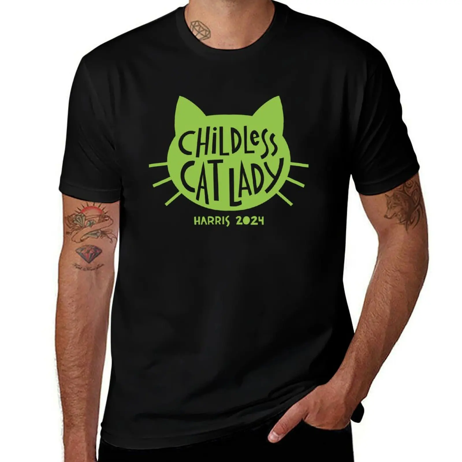 Childless Cat Lady, Harris 2024 T-Shirt Dry Fit Running Short Sleeve Top T-Shirt