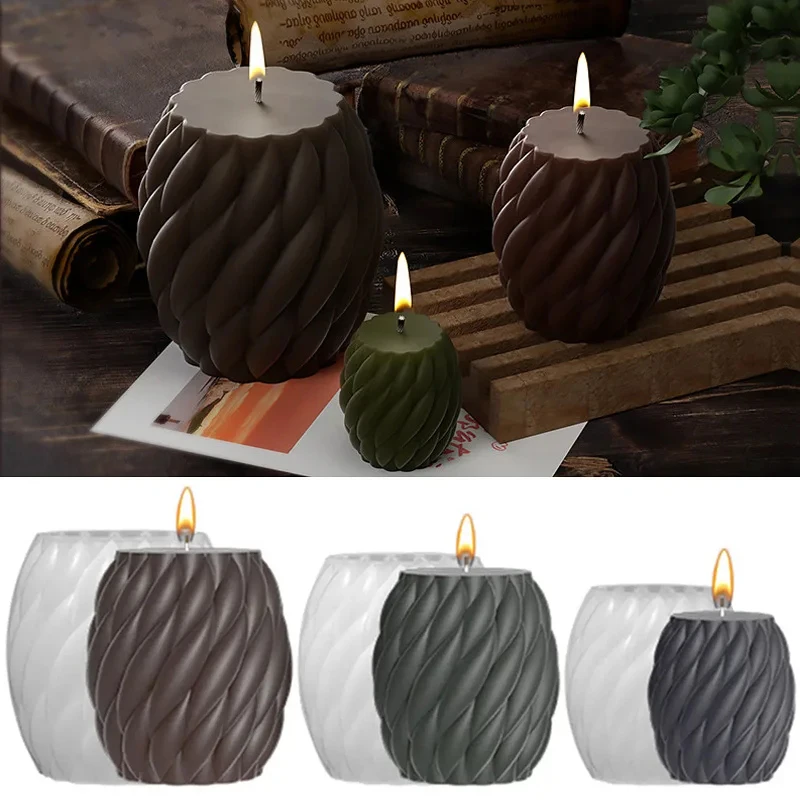 Rotate Wave Raindrop Column Candle Making Tool Geometric Spiral Cylinder Soap Resin Silicone Mold Multi Size Chocolate Ice Mould