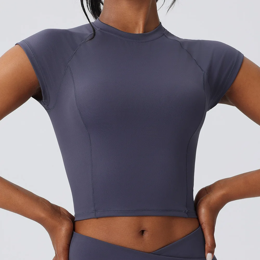 

Eco-Friendly Women's Yoga T-Shirt -Fitness Breathable Short Sleeve Workout Top, Slim Fit Athletic Tee For Gym & Casual Wear