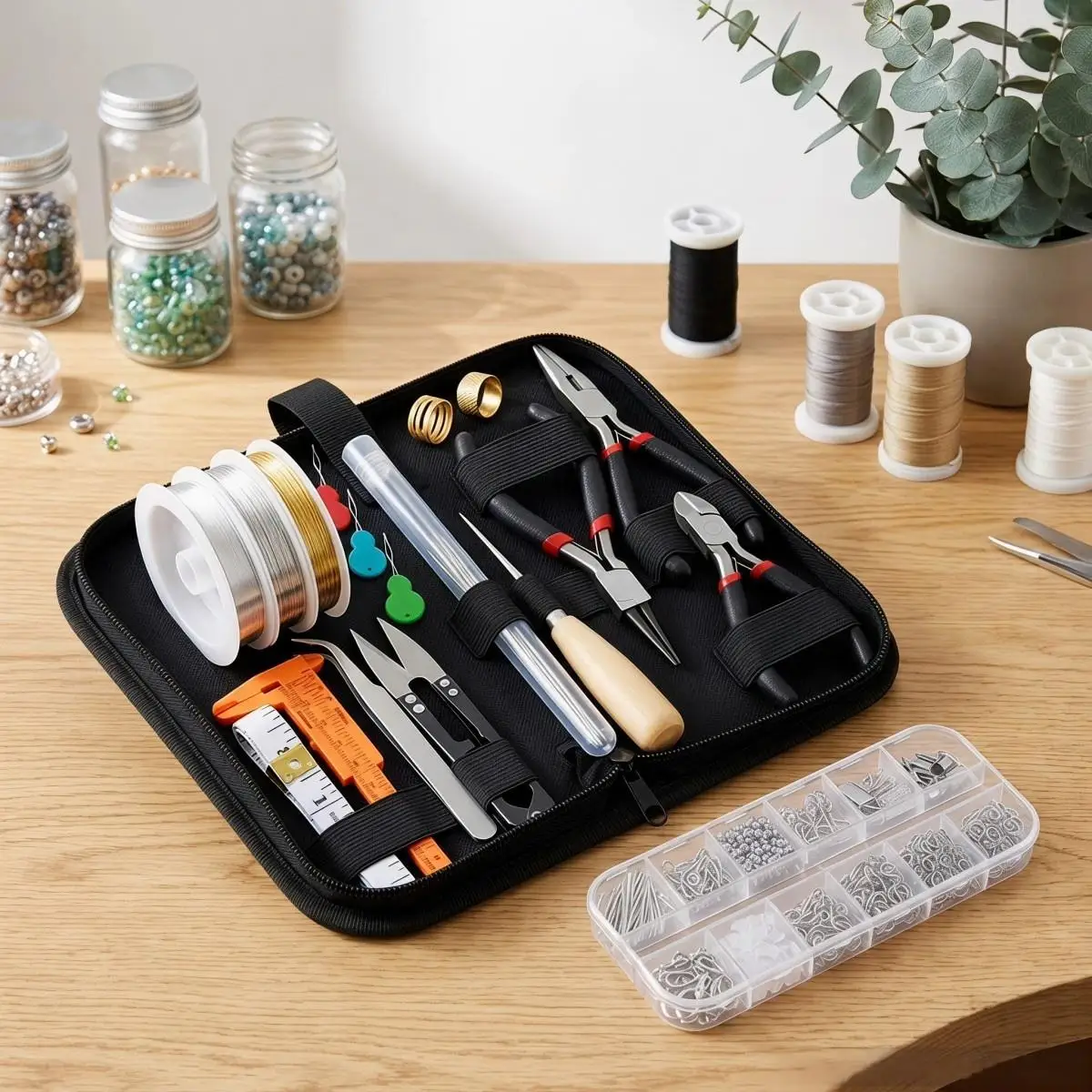 Professional Portable Beading & Jewelry Repair Tool Kit,Full Accessories Wire Jump Rings for Necklace Bracelet Earring DIY Creat view 5