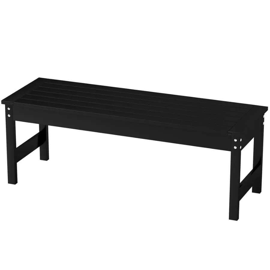 

47 Outdoor Bench Seat HDPE AllWeather Garden Bench Backless Slatted Patio Bench for Yard Porch Park Black